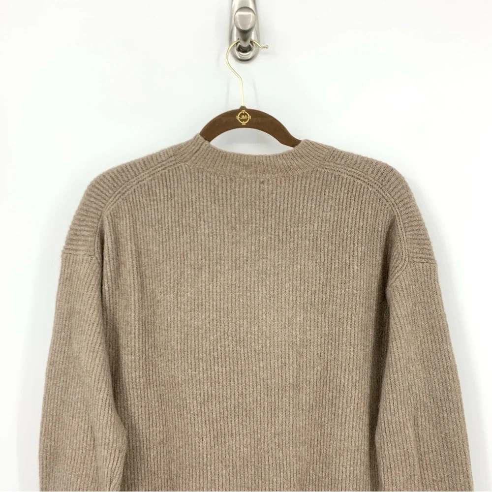 J‎ Crew Women Size Small Sweater Brown Ribbed Boyfriend Crewneck Extra Soft Top